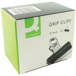 Q-Connect 51mm Black Grip Clip Pack of 10 KF01289