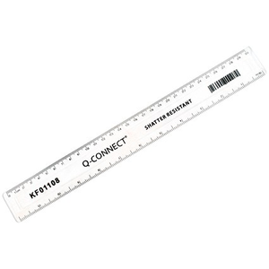 Q-Connect Shatter Resistant Ruler 30cm Clear (Pack of 10) KF01108Q