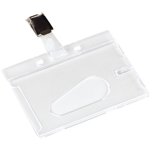 Q-Connect Rigid Credit Card Sized Name Badge Holder and Clip, 68x91mm, Clear, Pack of 10