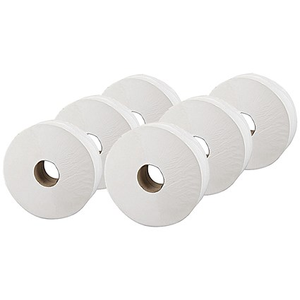 2Work Jumbo Toilet Roll, 2-Ply, Core 76mm, Pack of 6