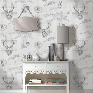 Holden Decor Richmond Highland Stag Grey/Charcoal Wallpaper - 98013