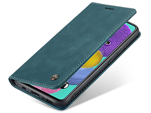 CaseMe Slim Synthetic Leather Wallet Case with Stand for Samsung Galaxy A51 - Teal