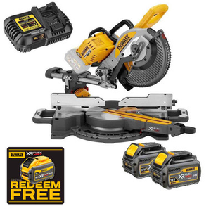 DeWalt DCS727T2-GB 54V XR FlexVolt 250mm Mitre Saw with 2x 6.0Ah Batteries, Charger and 36T Blade
