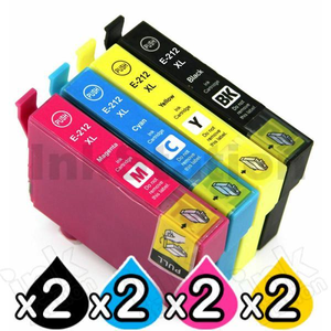 8 Pack Compatible for Epson 212XL (C13T02X192-C13T02X492) High Yield Ink Cartridges Combo [2BK,2C,2M,2Y]