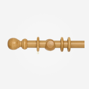35mm Woodline Light Oak Ball Finial Curtain Pole
