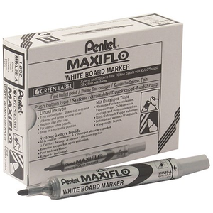 Pentel Maxiflo Liquid Ink Marker Pen Fine Bullet Tip (Pack of 12) Black MWL5S-A