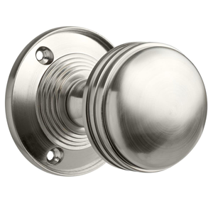 Sprung Ringed Mortice Door Knob - Satin Nickel - Pair - Designer Levers