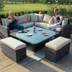 Maze - Deluxe Kingston Rattan Corner Dining Set with Rising Table - Brown