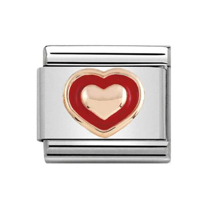 Nomination CLASSIC Rose Gold Heart with Red Enamel Boarder Charm 430203/01