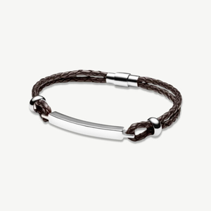 Brown Leather Bar HandwritingBracelet