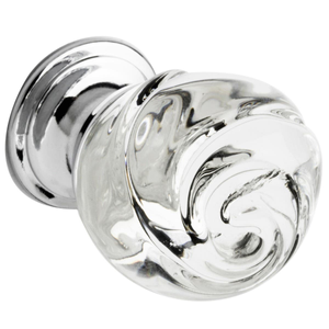 Clear Glass Flower Cabinet Knob - Chrome Rose - 30mm - Elite Knobs & Handles