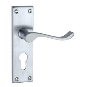Victorian Scroll Lever Door Handle - Euro Lock - Satin Chrome - Pair - Designer Levers