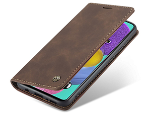 CaseMe Slim Synthetic Leather Wallet Case with Stand for Samsung Galaxy A71 - Chocolate