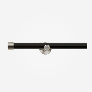 35mm Allure Signature Matt Black With Stainless Steel End Cap Finial Eyelet Curtain Pole