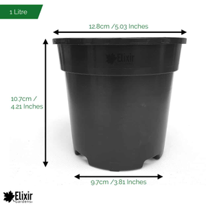 Black Plastic Plant & Flower Pot/Planters (1L-80L Sizes) - 1 Litre, 2