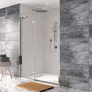 Crosswater - Design Hinged Shower Door with Inline Panel - Various Size Options Width 1000mm