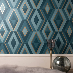 Fine Decor Shard Geometric Emerald/Gold Metallic Wallpaper - FD42609