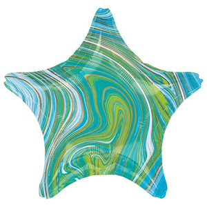 Marblez Blue Green Star Shape Foil Helium Balloon 48cm / 19 in