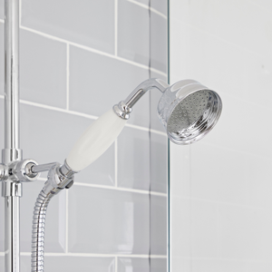 Milano Elizabeth - Chrome and White Traditional Triple Exposed Thermostatic Shower with Grand Rigid Riser Rail (2 Outlet)