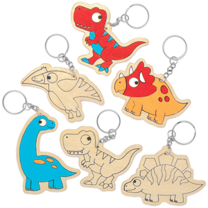 Porte-clés dinosaures en bois