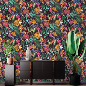 Holden Decor Wonderland Tropical Animals Plum Multi Wallpaper - 91192