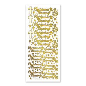 Christmas Blessings  Gold Self Adhesive Stickers