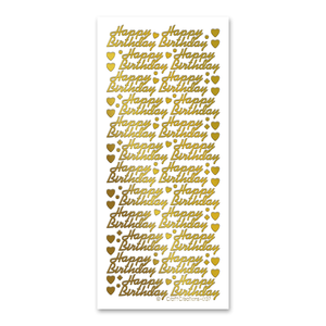 Happy Birthday (L) Gold Self Adhesive Peel Off Stickers