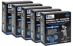 Pest Expert Formula 'B' Mouse Poison Bait Blocks 1.5kg (5 x 300g: 75 blocks)