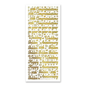Golden Wedding Self Adhesive Stickers