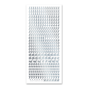 6mm Numbers, Dates & Vowels  Silver Self Adhesive Stickers