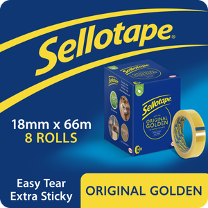 Sellotape Original Golden Sticky Tape - 8 Rolls - 18mm x 66m