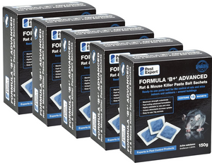 Pest Expert Formula 'B' Rat & Mouse Poison Paste Bait Sachets 1.5kg (10 x 150g: 150 sachets)