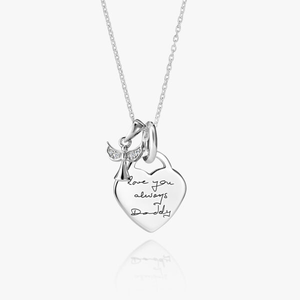 Silver Angel HeartHandwriting Necklace