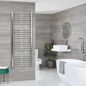 Milano Kent - Chrome Curved Heated Towel Rail - 1600mm x 600mm