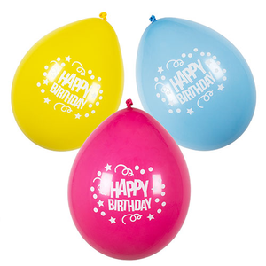 Assorted Happy Birthday Air Fill Latex Balloons 25cm / 10 in - Pack of 6