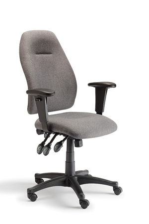 Grey Ergonomic High Backed Operators Chair With Adjustable Arms