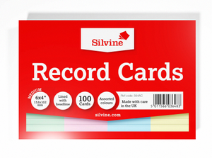 Silvine Record Cards - Assorted - 152 x 102mm - Pack of 100