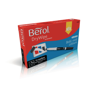 Berol Whiteboard Marker Pens - Black - Broad Tip - Pack of 12