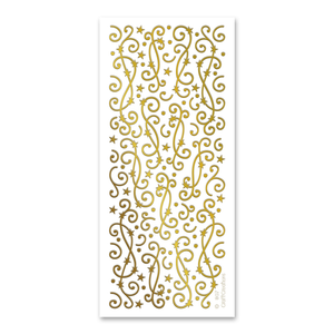 Swirls With Stars  Gold Self Adhesive Stickers