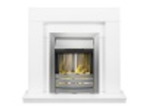 Adam Malmo Fireplace in White with Helios Electric Fire in Brushed Steel, 39 Inch