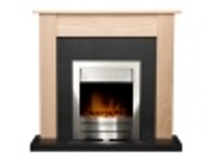 Adam Southwold Fireplace in Oak & Black with Colorado Electric Fire in Brushed Steel, 43 Inch