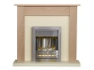 Adam Southwold Fireplace in Oak & Cream with Helios Electric Fire in Brushed Steel, 43 Inch