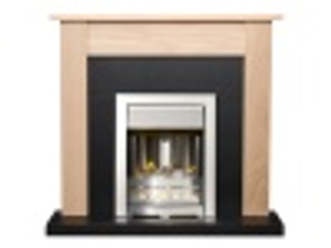 Adam Southwold Fireplace in Oak & Black with Helios Electric Fire in Brushed Steel, 43 Inch