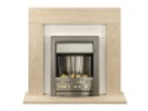 Adam Malmo Fireplace in Oak & Cream with Helios Electric Fire in Brushed Steel, 39 Inch