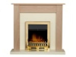 Adam Southwold Fireplace in Oak & Cream with Blenheim Electric Fire in Brass, 43 Inch