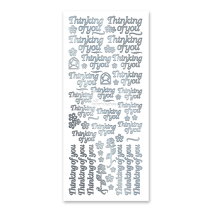 Thinking of you  Silver Self Adhesive Peel Off Stickers