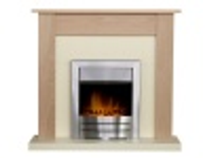 Adam Southwold Fireplace in Oak & Cream with Colorado Electric Fire in Brushed Steel, 43 Inch