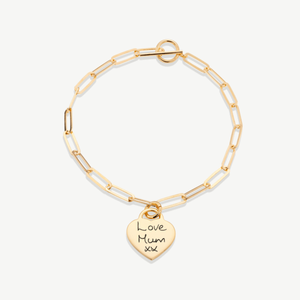 Gold Oval T-Bar Handwriting Bracelet