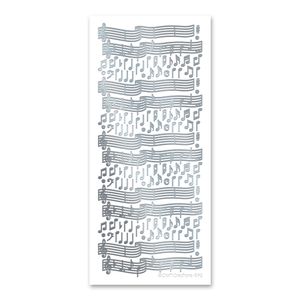 Notes And Staves  Silver Self Adhesive Stickers