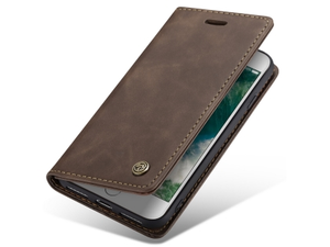 CaseMe Slim Synthetic Leather Wallet Case with Stand for iPhone SE 2 / SE 3 - Chocolate